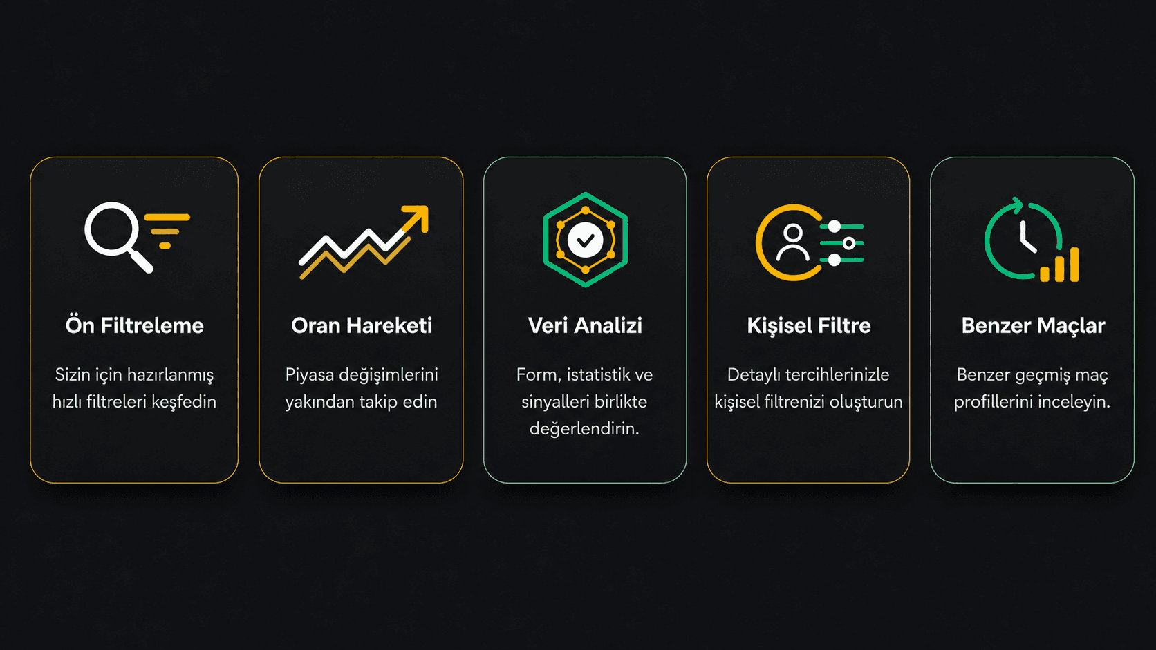 MaçFiltre özellik kartları